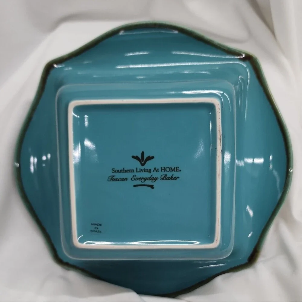 Southern Living At HOME Tuscan Everyday Baker 1 qt Blue Square Ceramic Dish